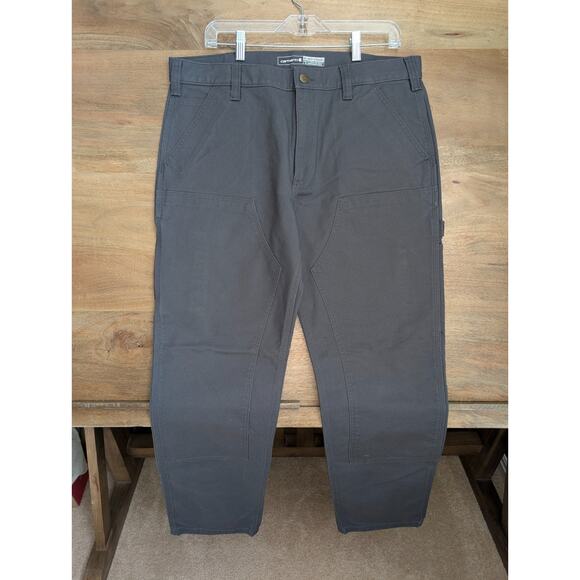 Carhartt Pants Mens 36x32 Gray Work Relaxed Fit Duck Double Front 103334-029 NWT - Picture 1 of 3